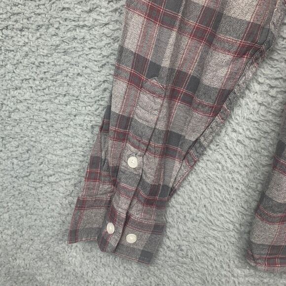 The Normal Brand Shirt Mens Medium Gray Red Plaid Button Flannel Cotton - Picture 10 of 14